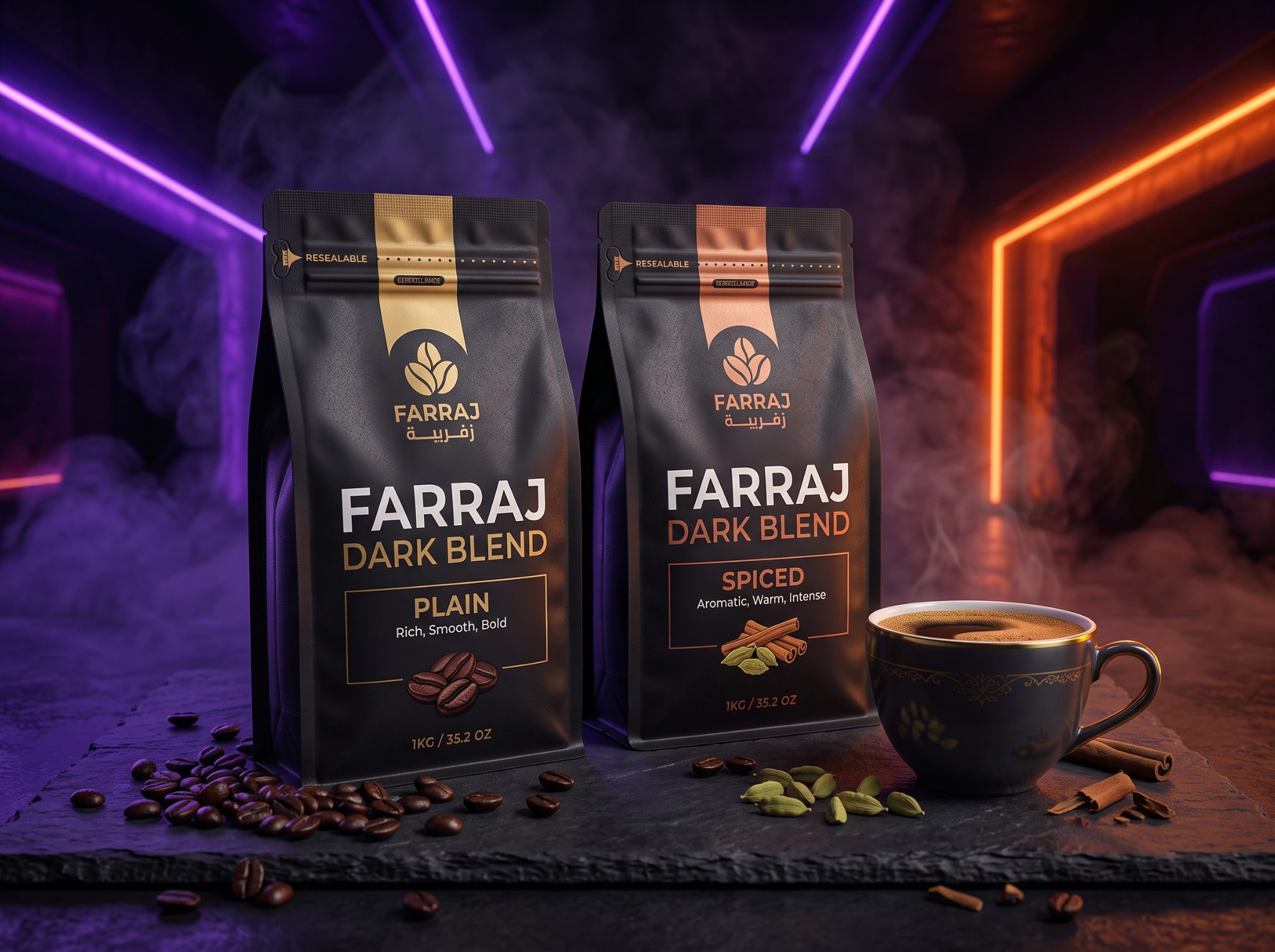 توليفة فراج - بن غامق (Farraj Dark Blend) - سادة ومحوج.