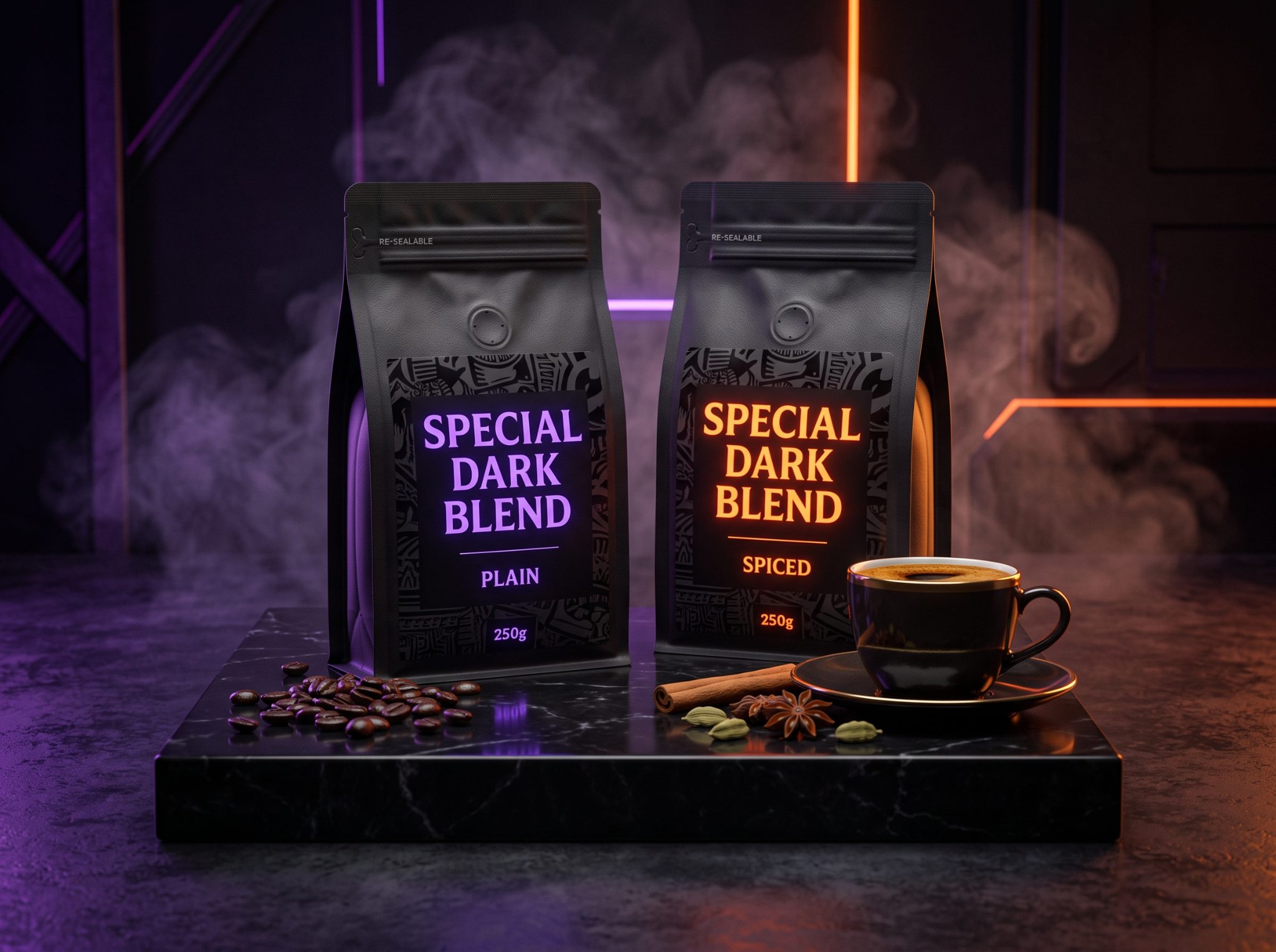 توليفة اسبيشيال - بن غامق (Special Dark Blend) - سادة ومحوج.